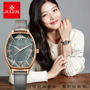 聚利时julius女表新款 潮流酒桶形皮带手表女士休闲防水石英表 时尚