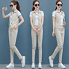 leisure time suit Women's wear fashion Trend 2019 Summer wear new pattern temperament Little Western style Three-piece Suite Fashionable trousers
