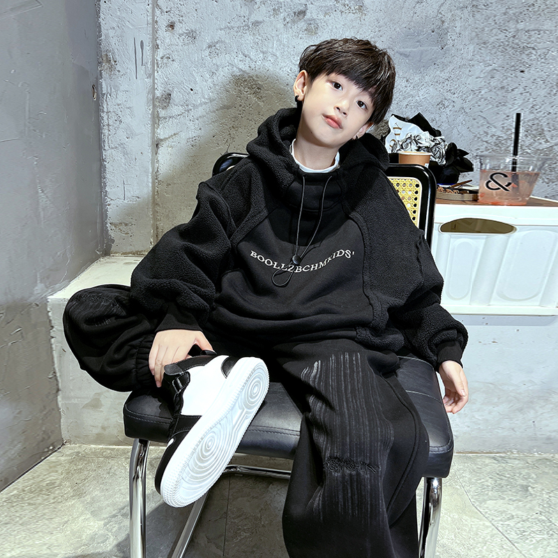 潮牌不规则加绒加厚卫衣