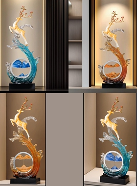 一鹿向前流沙画玄关隔断摆件
