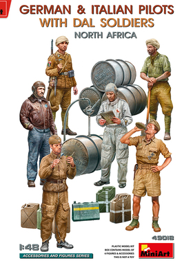 MiniArt 1/48德国和意大利飞行员、自由阿拉伯士兵 49018