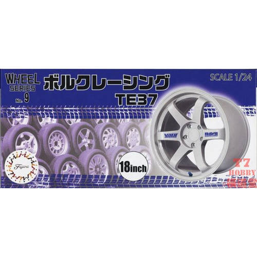 富士美 1/24 Volk Racing TE37 18寸 轮圈连轮胎模型 19350