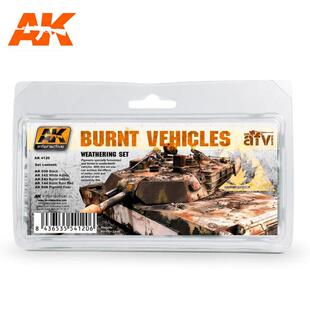 西班牙AK模型 燃烧的汽车旧化土套装  AK4120