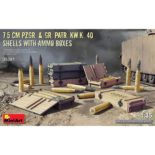 MiniArt 1/35 7.5厘米 Gr.Patr.Kw.K.40炮弹及弹药箱 35381