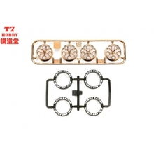 田宫原装四驱车零件 低断面轮胎连铜色电镀轮圈 95530