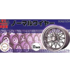 富士美1/24  Normal Wire Silver Type 17寸轮圈连轮胎模型 19355