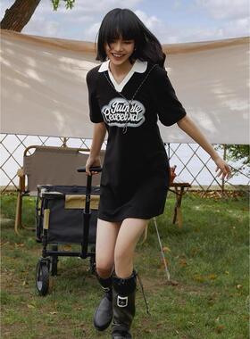 太平鸟女装春夏款美式POLO领翻领连衣裙A3FAD2421