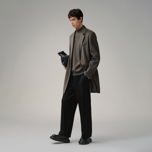 【羊毛呢大衣】太平鸟男装双排扣羊毛羊绒妮大衣中长款外套