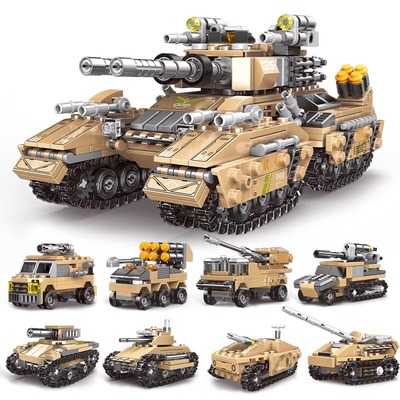 2025新款中国坦克积木军事模型履带式装甲车益智动脑拼装男孩礼物