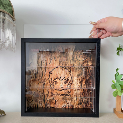 盲盒公仔泡泡玛特抽拉展示相框小野手办透明防尘积木玩具桌面收