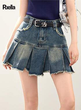 拉夏贝尔2025年夏季新款美式复古辣妹牛仔短裙性感半身裙女