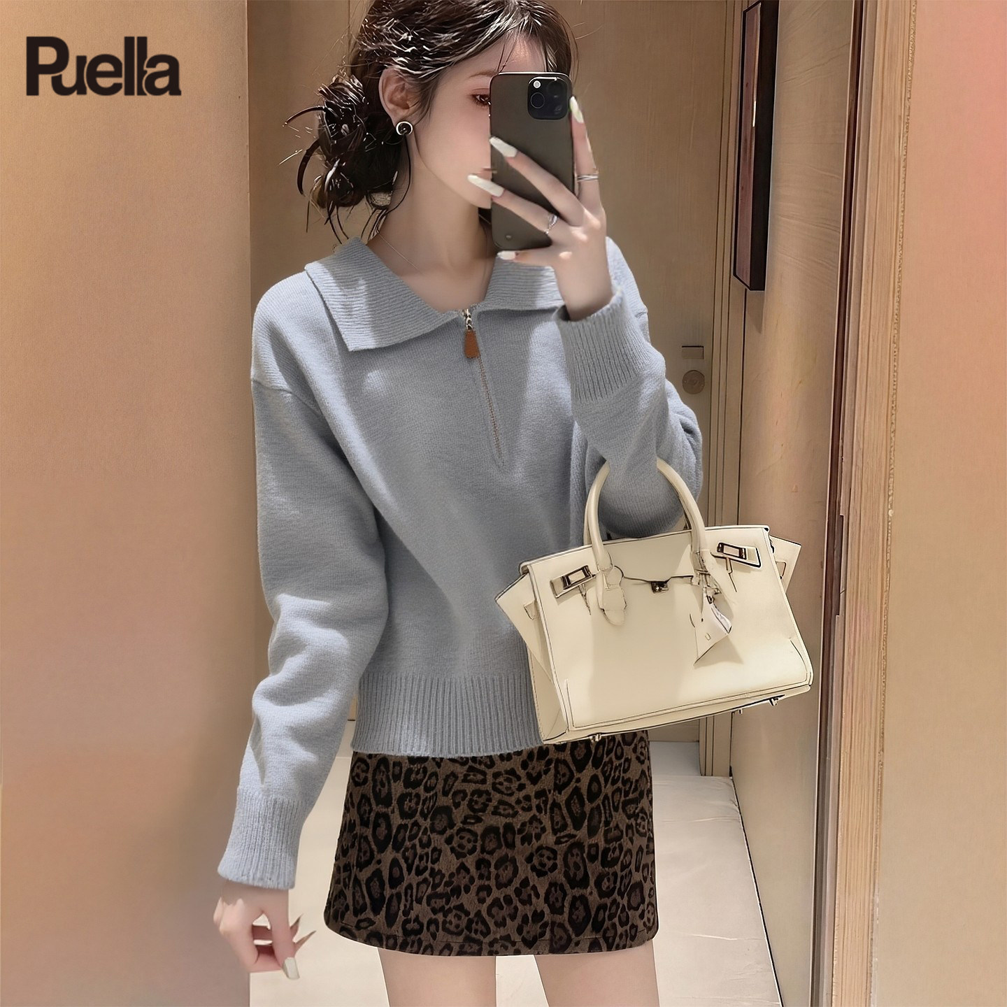 拉夏贝尔Puella2025年冬季韩系复古气质宽松长袖polo领显瘦针织衫,女装/女士精品,羊绒衫,淘宝优惠券,粉丝福利购,淘宝优惠卷