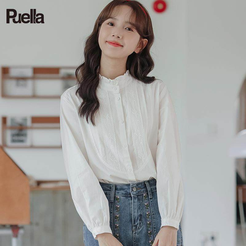 Puella拉夏贝尔简约荷叶领衬衫