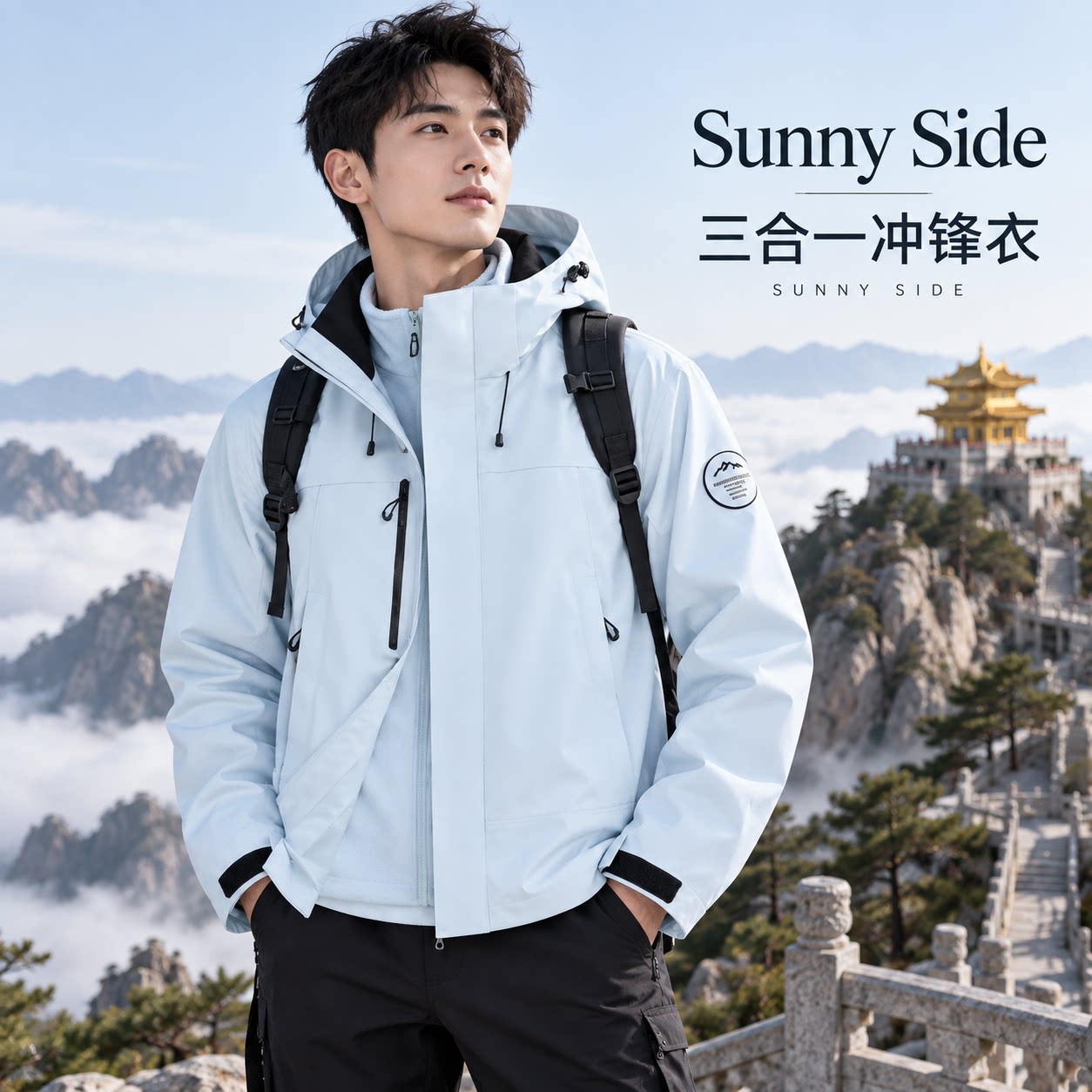 2026新款冲锋衣男生三合一户外防风防水登山服抓绒内胆外套女