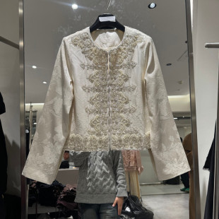 欧货6008 洋气圆领重工钉珠刺绣宽松外套女款 欧洲站2026春季 新款