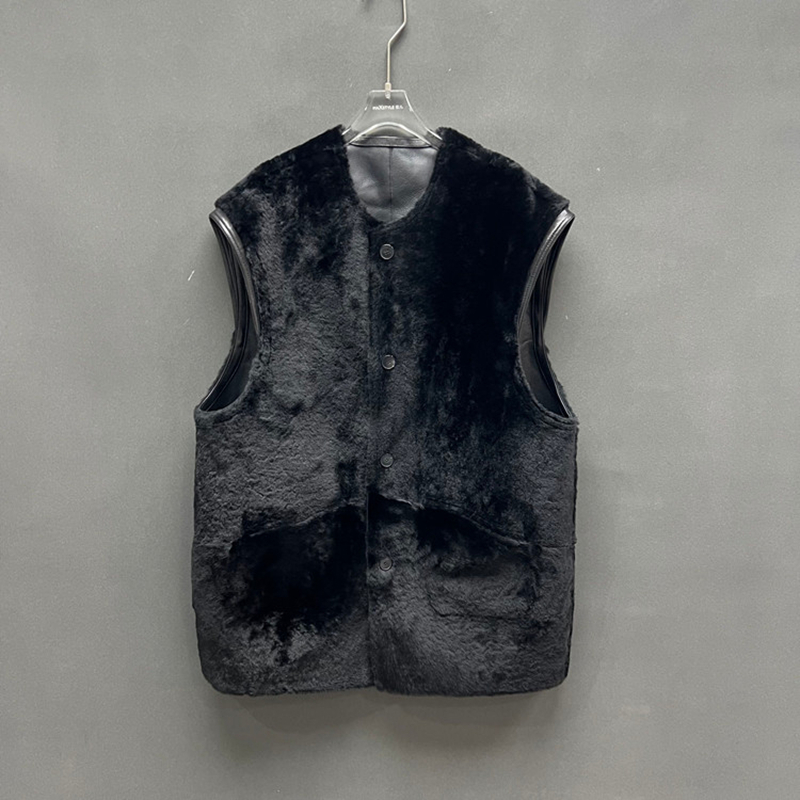 欧洲站无袖皮草羊毛皮毛一体马甲