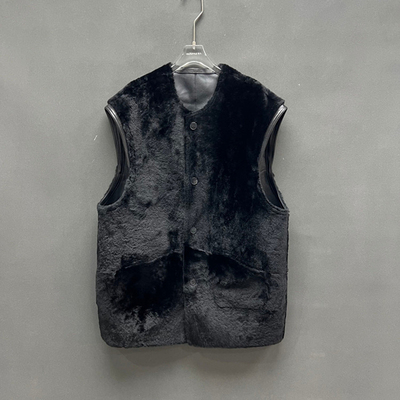 欧洲站无袖皮草羊毛皮毛一体马甲