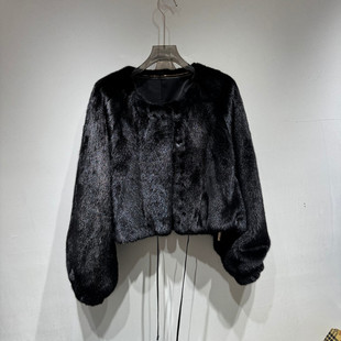 洋气纯色简约水貂毛皮草外套女款 时尚 欧货606 新款 欧洲站2025冬季