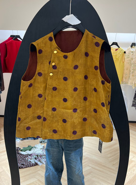 欧洲站2026早夏新款时尚圆领侧排扣波点无袖马夹女款欧货0728