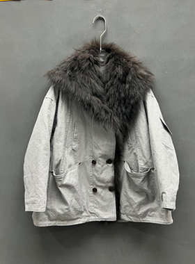 欧洲站2025冬季新款时尚连帽拼接狐狸毛羽绒服外套女款欧货2335