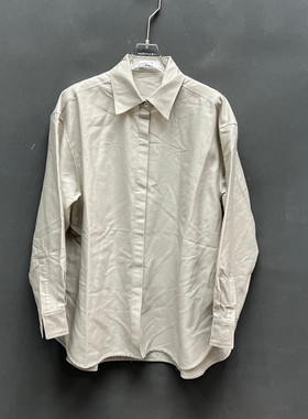 欧洲站2026春季新款时尚翻领极简风宽松长袖衬衫女款欧货68318