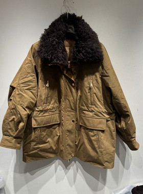 欧洲站2025冬季新款时尚翻毛领派克服加厚鹅绒外套女款欧货50772