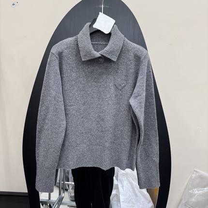 欧洲站2025年冬新款翻领爱心刺绣针织衫宽松百搭慵懒风毛衣68123