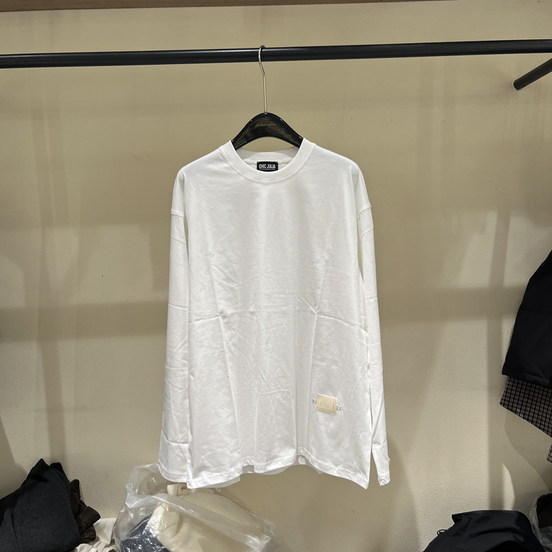 欧货2025冬季纯棉宽松长袖T恤女