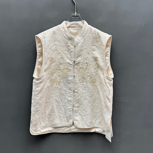 欧洲站2025冬季新款时尚立领单排扣重工刺绣马甲女款欧货251187