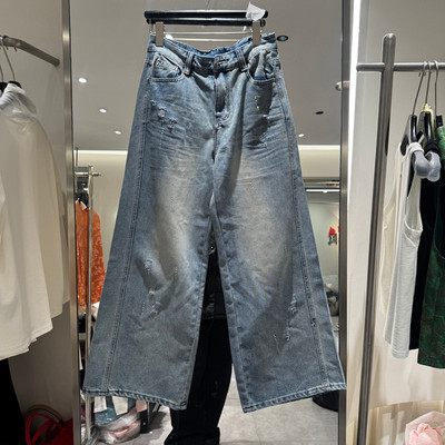 欧洲站2026春高腰宽松牛仔裤女