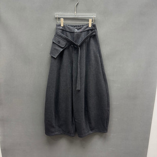 女款 欧洲站2025冬季 高腰系带慵懒风休闲弯刀裤 时尚 欧货7048 新款