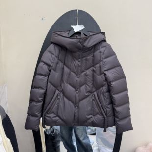 欧洲站2025冬新款 羽绒服女宽松显瘦百搭绗线龟背外套5956 连帽短款