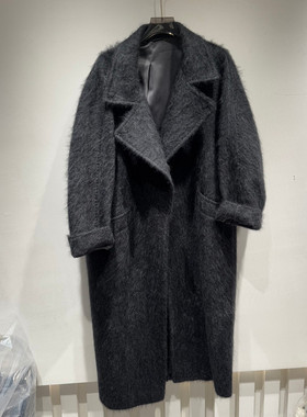 欧洲站2025冬季新款时尚翻领双排扣羊毛风衣毛呢外套女欧货25829