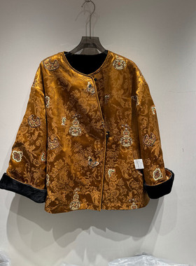 欧洲站2025冬季新款新中式重工刺绣提花两穿棉外套女款欧货37228