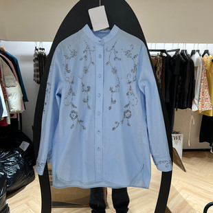 欧洲站2026春季新款翻领钉珠重工刺绣长袖衬衫女款上衣欧货51152