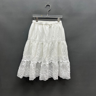 松紧腰蕾丝拼接A字半身裙女款 时尚 欧货7049 新款 欧洲站2026春季