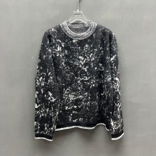 新款 女款 时尚 拼色提花宽松显瘦针织衫 欧货 圆领长袖 欧洲站2025冬季