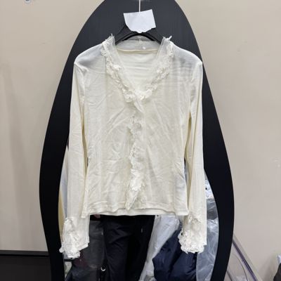 欧洲站2025冬V领蕾丝针织衫女