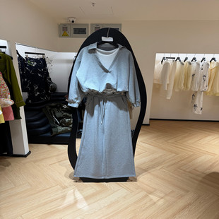 欧洲站2026春季新款翻领卫衣+松紧腰抽绳阔腿裤套装女款欧货63114