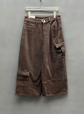 欧洲站2025冬季新款时尚高腰显瘦工装裤休闲七分裤女款欧货56775