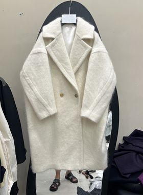 欧洲站2025早秋新款时尚翻领长袖纯色简约百搭羊毛大衣女款89123