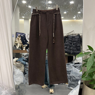 女款 欧洲站2025冬季 高腰配腰带显瘦宽松休闲裤 时尚 欧货潮6185 新款