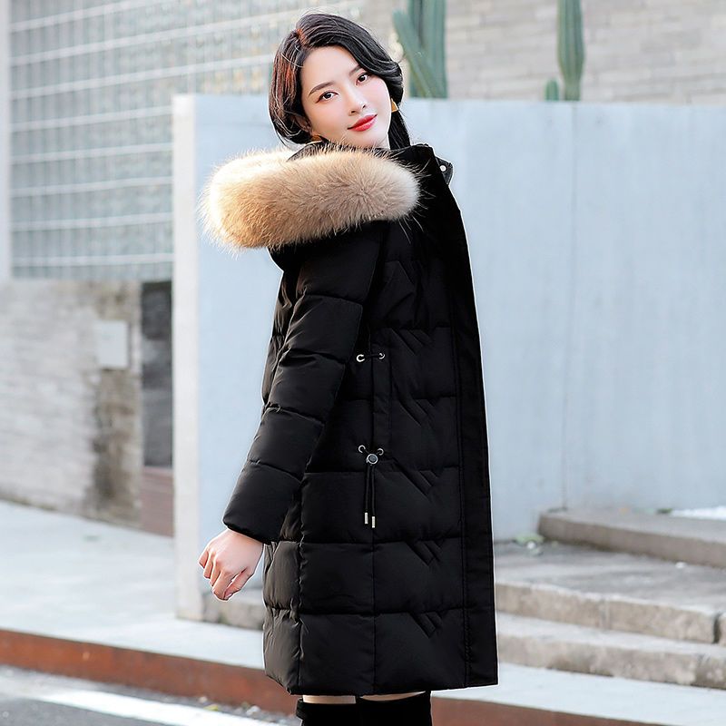 冬季新款加厚羽绒服女中长款韩版修身时尚洋气大毛领保暖白鸭绒服