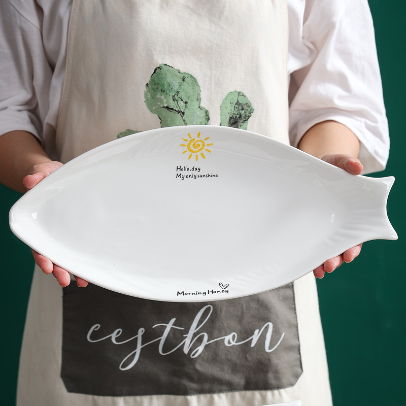 中式新款商用餐厅大号网红鱼形盘