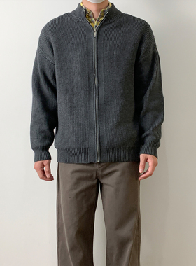 NSEEKE美式开衫毛衣男款春秋款高街立领针织衫外套百搭休闲上衣潮