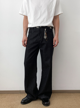 NSEEKE春夏复古丹宁宽松直筒原色牛仔裤男款潮牌不掉色阔腿长裤子