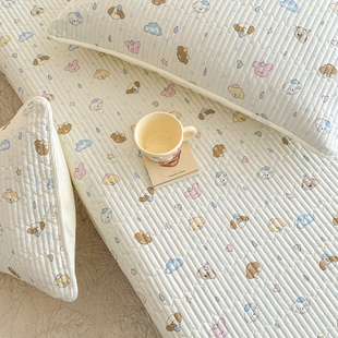 雨滴小狗 A类全棉正面纯棉床盖加厚夹棉床单加大加长拼接床可爱