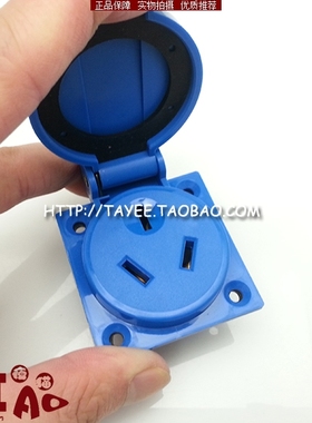 上海天逸三眼插座TYAT-712202国标3极插座防腐蚀IP54带保护盖16A