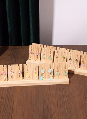 饰品展示架创意实木卡片耳环耳钉耳收纳架项链吊坠饰品陈列架