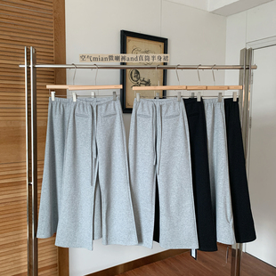 奶皮系列~微喇懒人拖地裤 女春夏垂感休闲直筒半身裙子